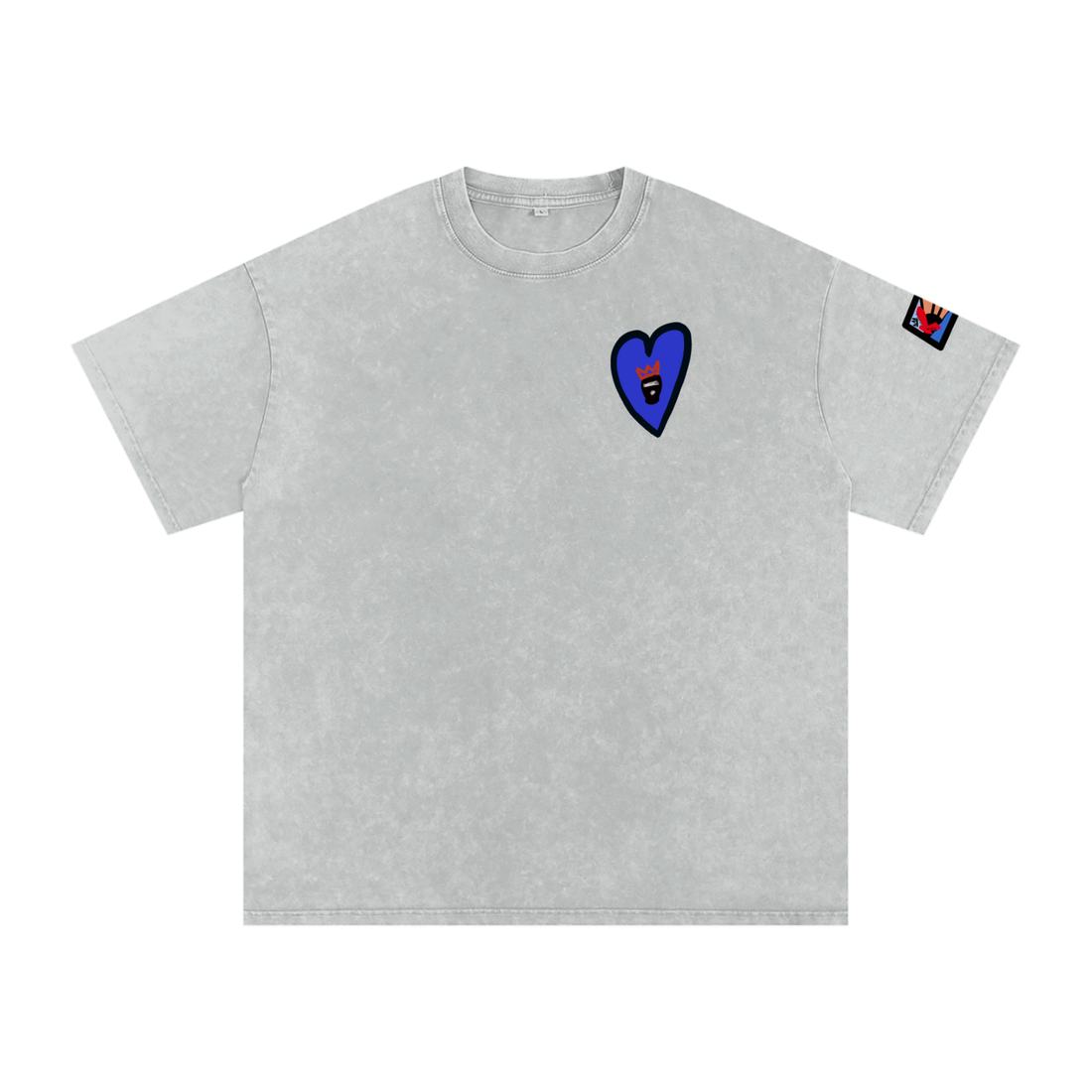 (Show more love &amp; less hateTee) Snow Washed Oversized Cotton T-Shirt