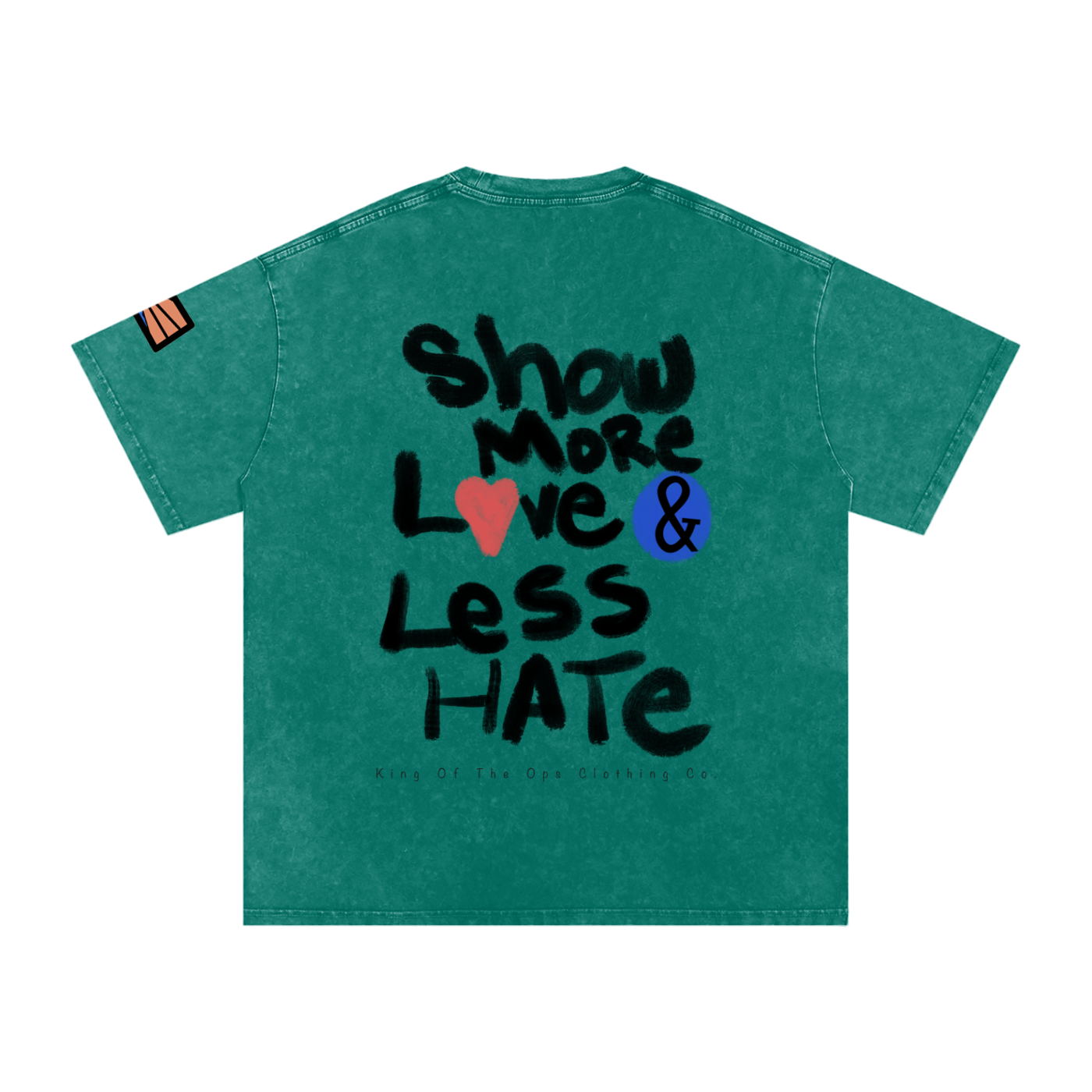 (Show more love &amp; less hateTee) Snow Washed Oversized Cotton T-Shirt