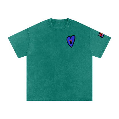 (Show more love &amp; less hateTee) Snow Washed Oversized Cotton T-Shirt